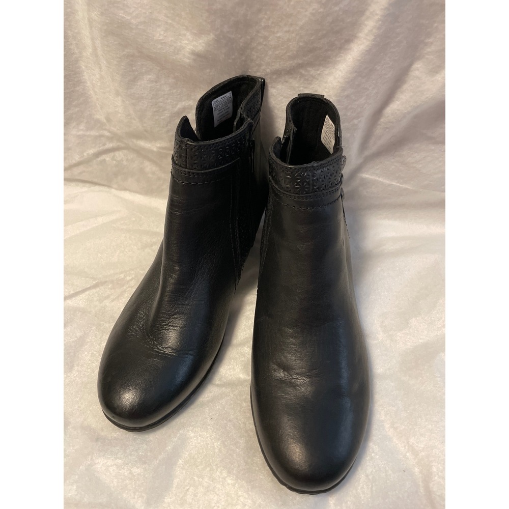 Rockport Cobb Hill Womens Black Leather Button Ankle Boots Laser Cut CH1424 8
